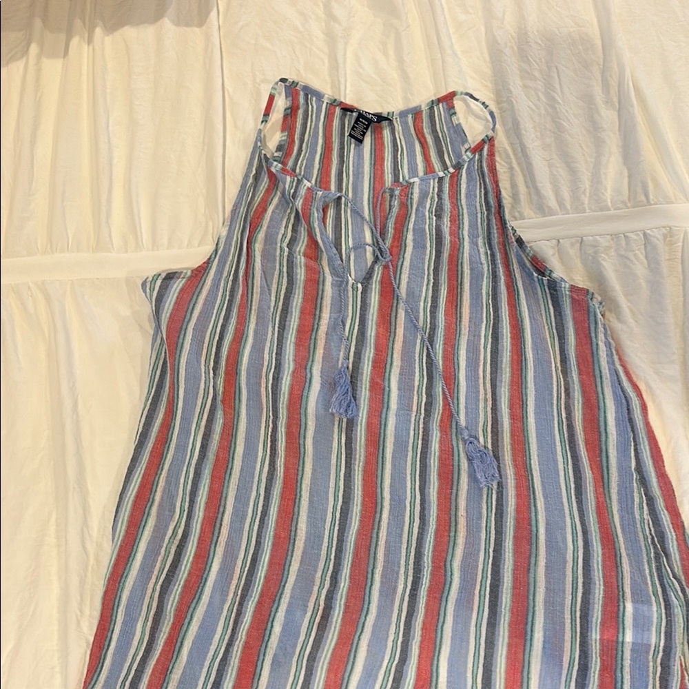 Chaps Women's Striped Gauze Tank Top - Blue, Red, White